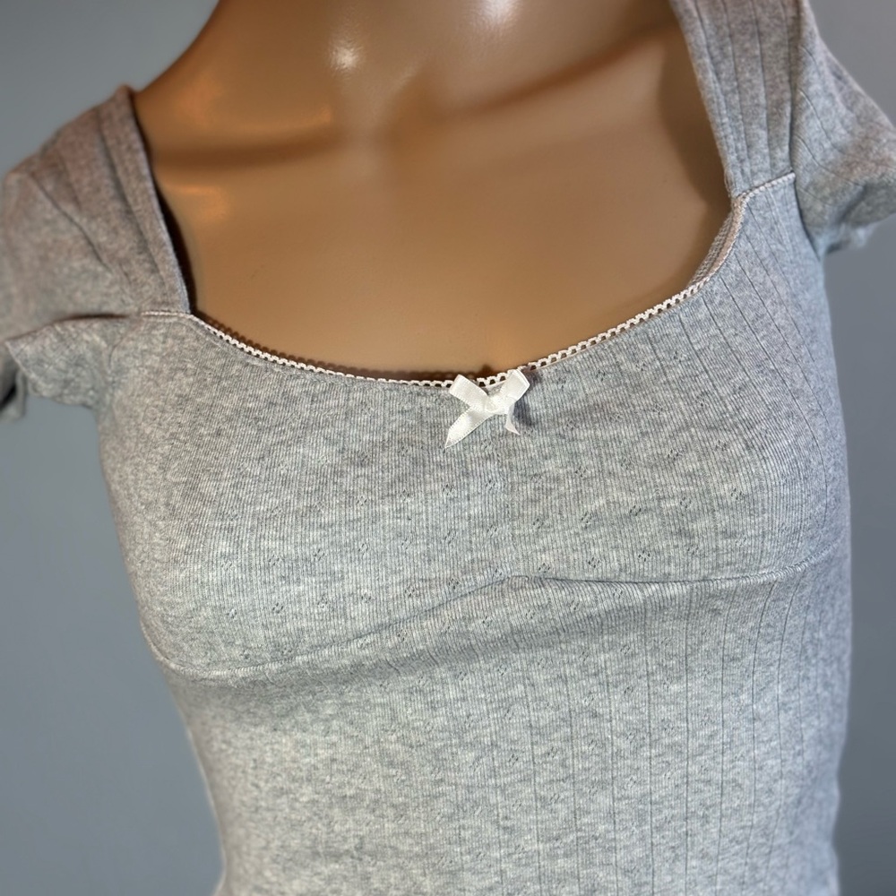 Aeropostale Light Gray Ribbed Crop Top Size XS